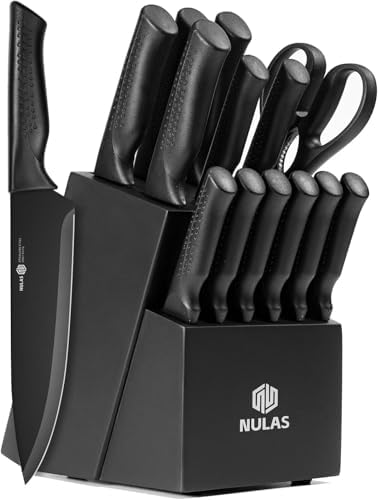 15-Piece Kitchen Knife Set with Block, Built-In Sharpener, Dishwasher Safe