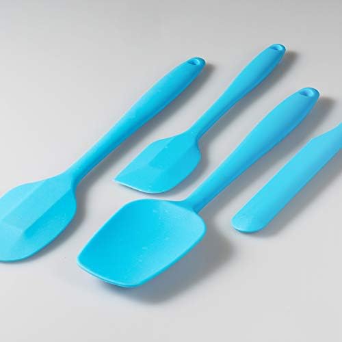 4-Piece Silicone Spatula Set with Stainless Steel Core, Blue