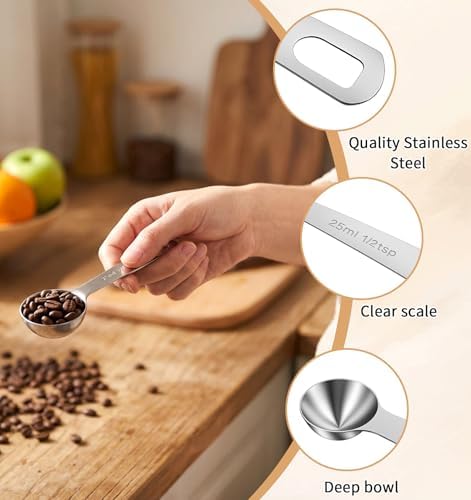 1/2 Teaspoon Measuring Spoons, 2 PCS Stainless Steel 1/2 Teaspoon Scoop for Kitchen Ingredients, Short Handle Silver (5ml, Z12 X 3.1 In)