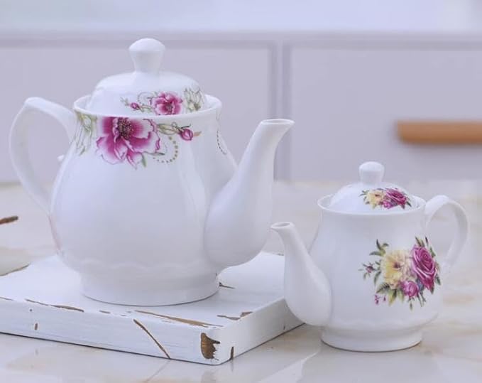 123Arts Small Teapot, Flower Teapot, Ceramic Tea Pot, Small Tea Pot for 1 Person Use,13oz,400ml