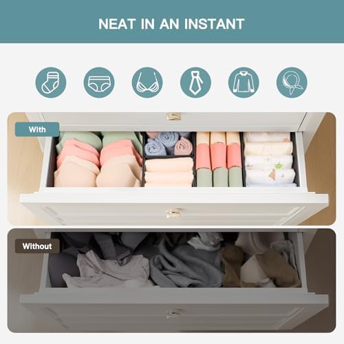 Criusia Drawer Organizer Clothes, 21 Pack Dresser Organizer for Baby Clothes, Underwear, Sock - Foldable Closet Organization and Storage Dividers Bins for Nursery, Bedroom (Black)