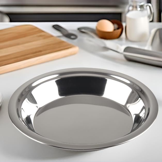 Lindy's - 5M871 Lindy's Stainless Steel 9 inch pie pan, Silver
