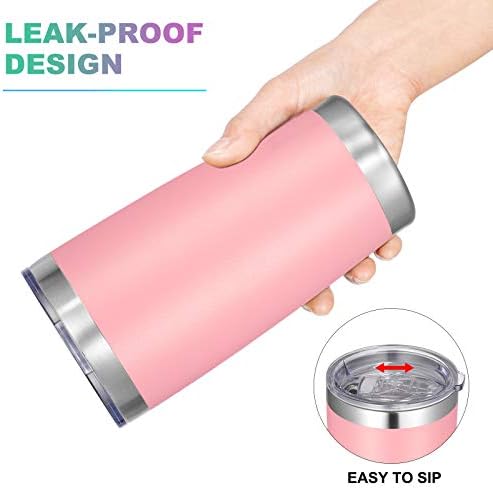 VEGOND 20oz Tumbler with Lid and Straw Stainless Steel Tumbler Cup Vacuum Insulated Double Wall Travel Coffee Mug Powder Coated Coffee Cup, Pink, 1 Pack