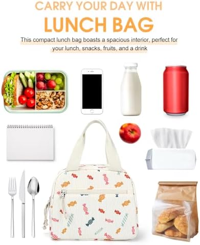 Lunch Bag for Women, Corduroy Small Insulated Lunch Box