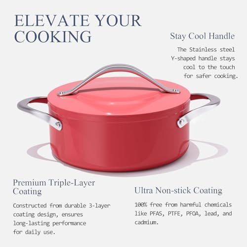 CookinCraze Ceramic Dutch Oven with Lid, 4.5 QT Nonstick Pot for Baking