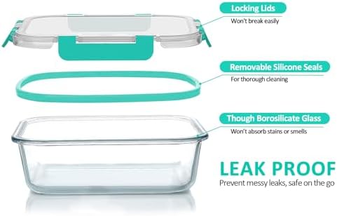 M MCIRCO 80 oz & 36 oz Extra Large Glass Food Storage Containers with Lids