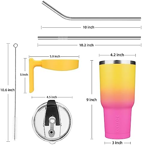 BJPKPK 40 oz Tumbler with Handle & Straw, Insulated Stainless Steel Mug