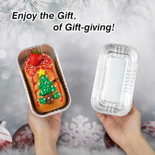 MOACOCK 50 Pack 1Lb Mini Loaf Pans, 6” x 3.5” x 2” Aluminum Foil Pans