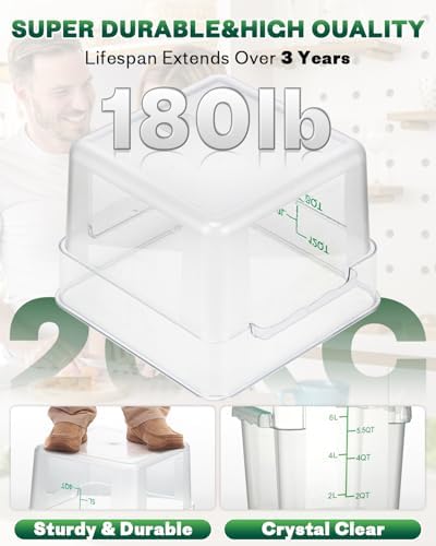 12QT 6PCS NSF Commercial Clear Food Storage Containers with Lids(GREEN)