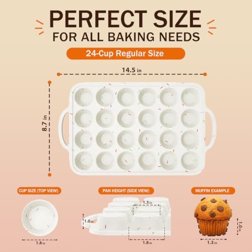 Silicone Mini Muffin Pans for Baking, 24-Cup Nonstick Cupcake Pan