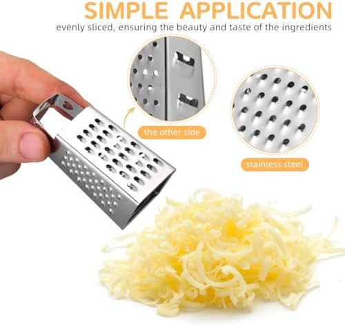 ABOOFAN 6Pcs Mini Box Graters, 4-Sided Stainless Steel Cheese Grater & Zester for Ginger, Garlic and Spices, Portable Small Kitchen Gadgets