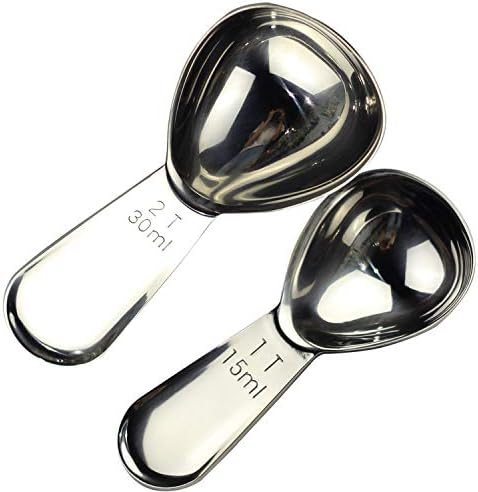 CoaGu Coffee Scoop Set: 15ml & 30ml (1Tbsp & 2Tbsp) 18/8 Stainless Steel Tablespoons for Precision Coffee Brewing and Baking