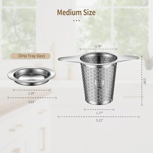 Tea Infuser for Loose Leaf Tea, BOMANSI BOMS 316 Stainless Steel Tea Infuser with Handles, Extra Fine Mesh Tea Strainers Filter Fine Tea Leaves, Fits Tea Pots, Mugs, 1 Pack