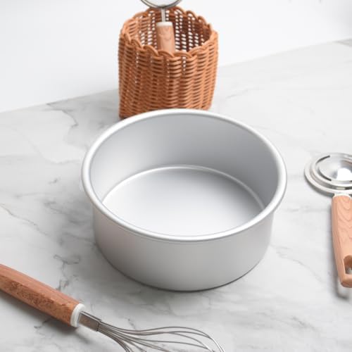 7 Inch Round Cake Pan, Aluminum Round Cake Baking Pans Tins For for birthday cake party cake.Silver(7×3 round Cake Pan)