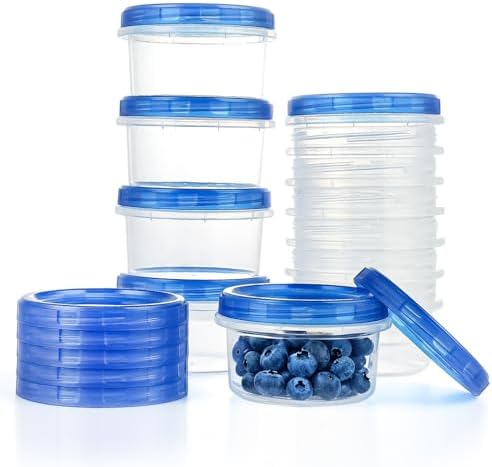 Freezer Storage Containers, [12 Pack-8 oz] Ultra Thick Freezer Containers with Leakproof Twist Top Lids, Heavy Duty BPA Free Stackable Meal Prep Bowls Great for Portion Control
