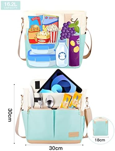 JOYHILL Lunch Bag for Women, Lunch Tote Leakproof Insulated Lunch Box with Shoulder Strap, Adult Reusable Lunch Cooler Tote Bags for Work Picnic Camping Beach (E-GREEN)