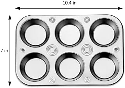 DecorRack 4 Pack Non-Stick Muffin Pans, 6-Cup, Oven Safe Steel BPA Free Regular Size Bakeware Molds for Baking Cupcakes, Egg Bites Easy to Clean Bakes Evenly (Pack of 4)