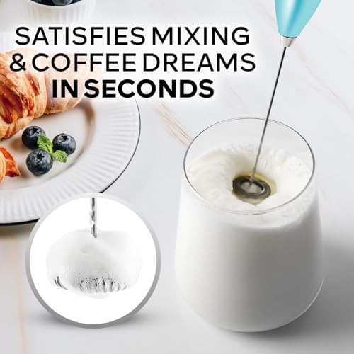 Zulay Kitchen Powerful Milk Frother Wand With Duracell Batteries - Ultra Fast Handheld Drink Mixer - Electric Whisk Foam Maker for Coffee, Lattes, Cappuccino & Matcha - Z1 Motor - Borealis