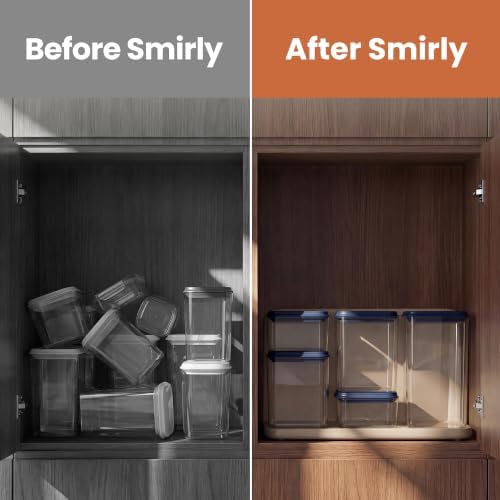 SMIRLY Glass Airtight Food Storage Containers with Pop Lids - Blue