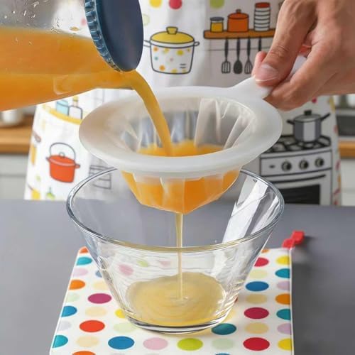 Fine Mesh Strainer with Handle, Nylon Filter Sieve for Kitchen Use, Ideal for Coffee Soy Milk Yogurt Juice Filtering (200Mesh-3PCS)