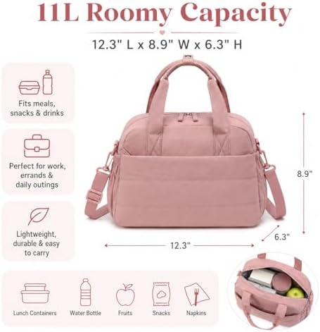CAMTOP Lunch Box for Women Men Insulated Lunch Bag Lunch Tote Bag Leakproof Thermal Cooler Large Capacity for Travel Work School Picnic (Dark Pink, Medium)