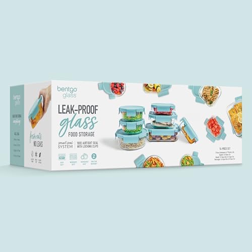 Bentgo Glass Leak-Proof Food Storage Set, 14 Piece, Airtight Lids, BPA-Free