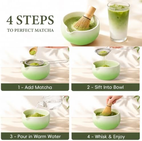 Matcha Whisk Set with Ceramic Bowl & Bamboo Chasen