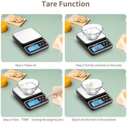SEMIER Kitchen Scale with 4 Units Percentage and Tare Function, 5kg/11lb, 0.1g/0.01oz Accuracy Digital Scale for Food, Cooking, Baking and Portion Control, USB Rechargeable