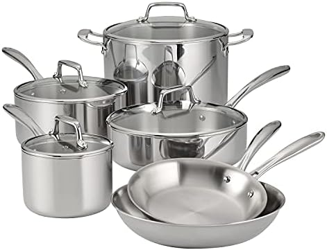 Tramontina Boston Tri-Ply Clad Stainless Steel 10-Pc Pots and Pans Set