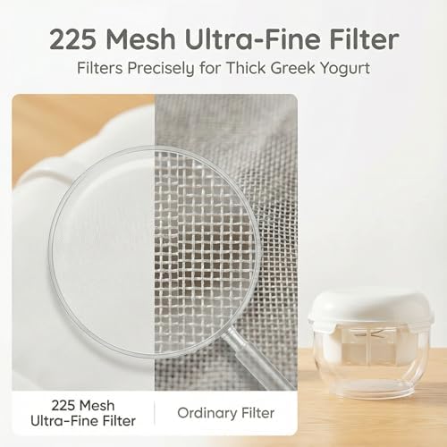 Greek Yogurt Strainer 2 QT Ultra-Fine Mesh Filter with Spring Press