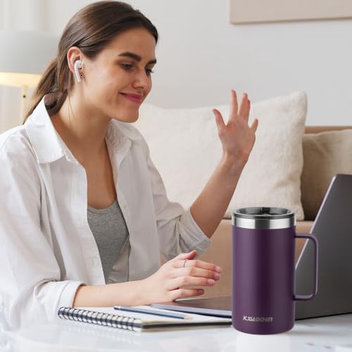 KXIAOCHEN 20 oz Insulated Coffee Mug, Coffee Cup with Lid and Wide Handle