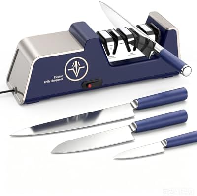 Professional Electric Knife Sharpener 3-Stage, Noble Blue & Noble Gold