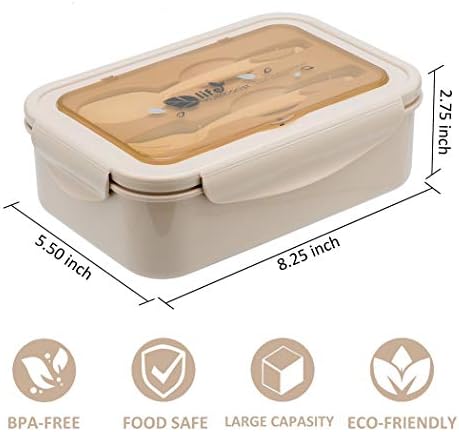 LOVINA Bento Box for Adults and Kids - 1400ML Portable, Lightweight, Easy to Carry Meal Holder with Spoon & Fork, Durable, Leak-Proof, BPA-Free and Food-Safe Materials