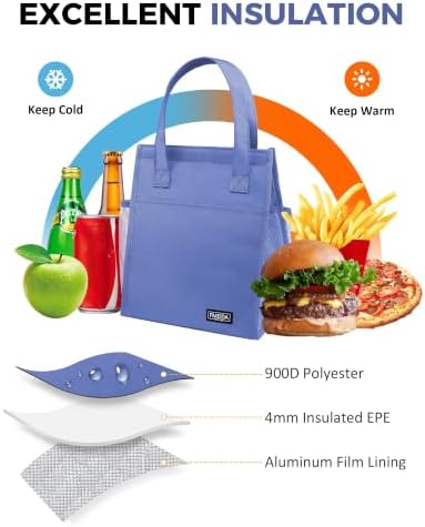 Fmeida 9L Insulated Lunch Bag Women, Reusable Cooler Tote Thermal Snack Bag