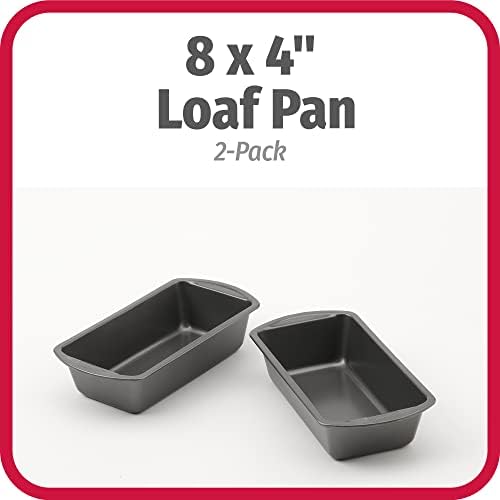 GoodCook Nonstick Loaf Pan 8 x 4-Inch Heavy-Duty Steel Bakeware with Easy-Clean Non-Stick Coating,Oven & Dishwasher Safe Pan for Meatloaf Breads Lasagnas Casseroles & More,Set of 2,Gray,(Pack of 12)