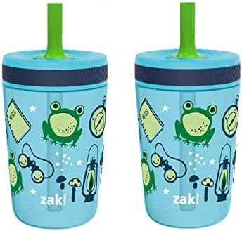 Zak Designs Kelso 15 oz Tumbler 2pc Set, (Campout) Leak-Proof Screw-On Lid with Straw Made of Durable Plastic and Silicone, Perfect Cup Bundle for Kids