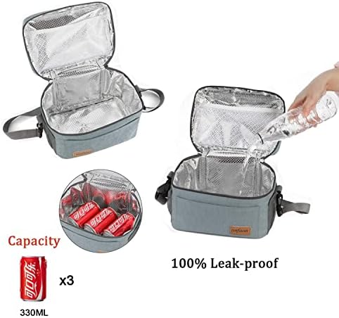 ONFAON Lunch Bag for Men/Women, Insulated Reusable Lunch Box Leakproof Cooler Tote Bag Freezable with Adjustable Shoulder Strap for Office Work Picnic Beach(Grey)
