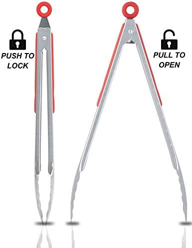 Anaeat Premium Sturdy Barbecue Tongs for Kitchen Grill & BBQ - 7,9,12 Inch Non-Slip Stainless Steel Locking Tongs Heat Resistant for Grilling, Cooking, Turning and Barbecue