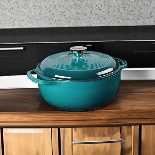 Lodge Essential Enamel Cast Iron Dutch Oven, 4.5 Quart, Lagoon