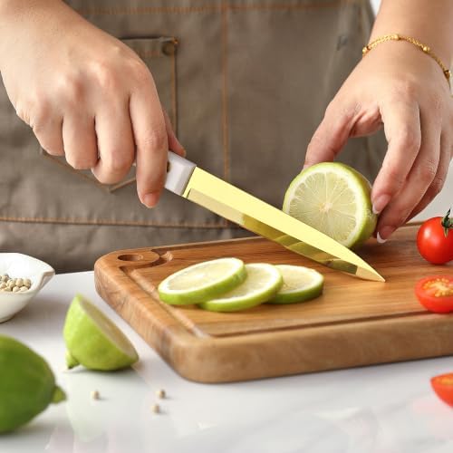 Gold Kitchen Knife Set, Chef Utility Knife for Paring and Cutting