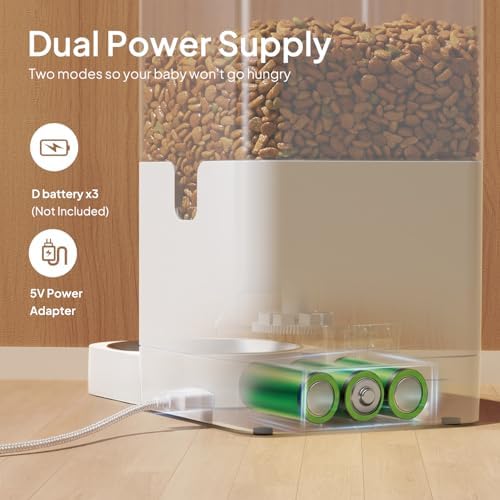 VOLUAS Automatic Cat Feeder, 6L Timed Dry Food Dispenser for Cats & Dogs