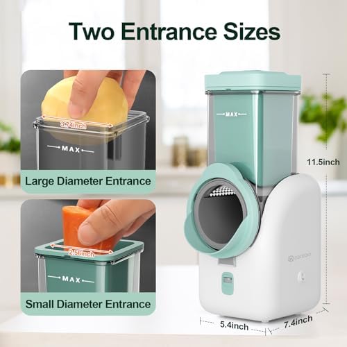 Upgraded Electric Cheese Shredder, Automatic Cheese Grater Electric with 6 Interchangeable Blades, 6 in 1 Electric Cheese Grater for Cheese, Fruits, and Vegetables