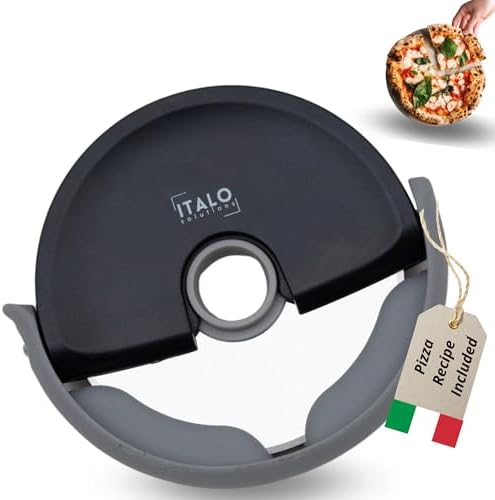 ITALO – Pizza Cutter Wheel, Stainless Steel Pizza Cutter with Protective Blade Cover, Black