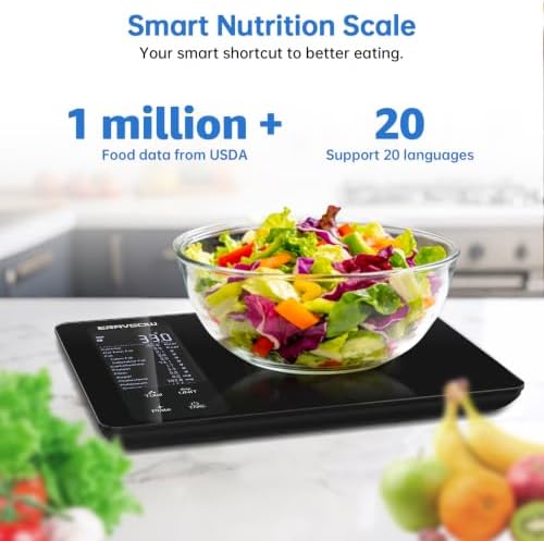 Smart Kitchen Food Scale, Nutrition App Tracks Calorie & Macros, 10kg/22lb