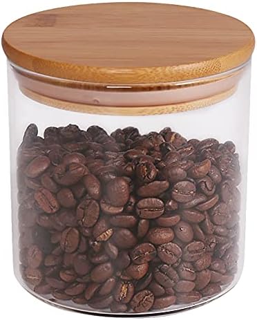 77L 18 Oz/550 ML Glass Jar with Lid, Clear Thickened Version Glass Storage Containers with Sealed Bamboo Lid, For Coffee, Sugar, Spices, Tea, Beans, Candy, Cookie