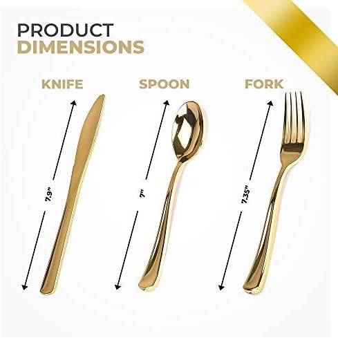 Gold Plastic Silverware Set (400-Pack) – Disposable Heavy Duty Cutlery, 134 Forks, 134 Knives, 134 Spoons for Parties, Weddings, Dinners & Holidays, Stock Your Home