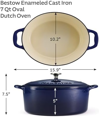 Tramontina Bestow Enameled Cast Iron 7-Qt Oval Dutch Oven Pot with Lid