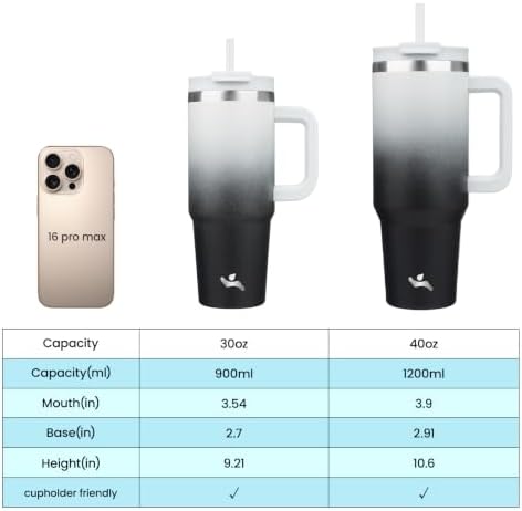 Konokyo 30 oz Insulated Tumbler Water Bottle with Handle, Straw Lid