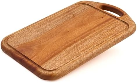 VieWood Khaya Wood Cutting Board, Wooden Chopping Board with Juice Groove & Handle Hole for Meat, Cheese, Vegetables, Bread, and Charcuterie (Japanese Style)