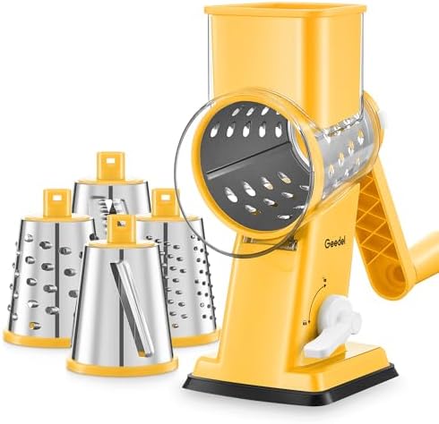 Geedel Upgraded Rotary Cheese Grater Hand Crank, Vegetable Shredder Slicer
